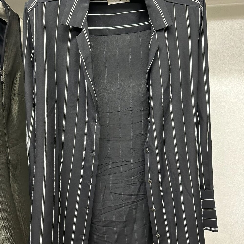 Equipment silk button down - Black and White - Vertical Stripes - Picture 5 of 9